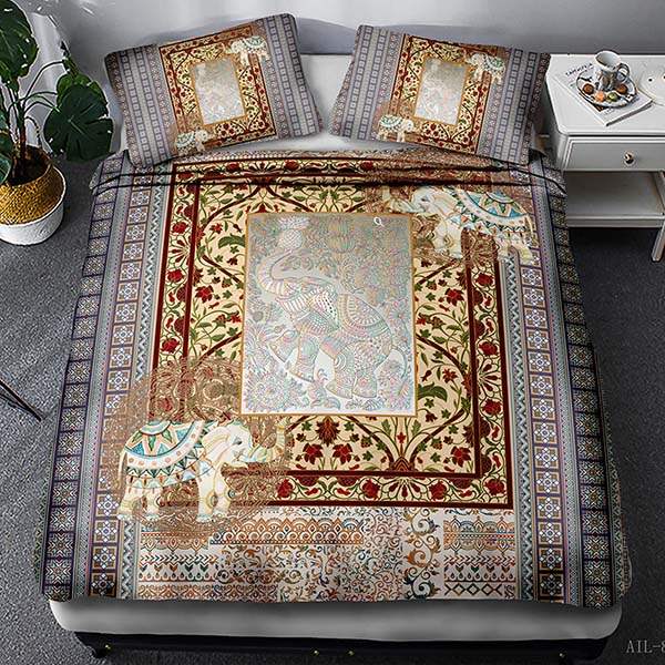 Elephant Comforter Set Boho Duvet Cover 