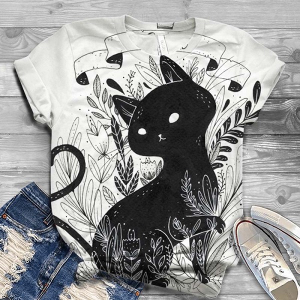 Fashion Cartoon Printing Cat Shirts