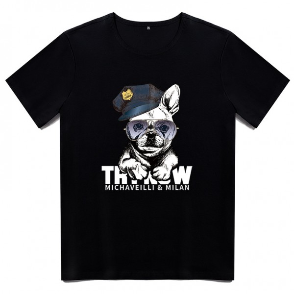 Black Unisex Print Dog T Shirts 