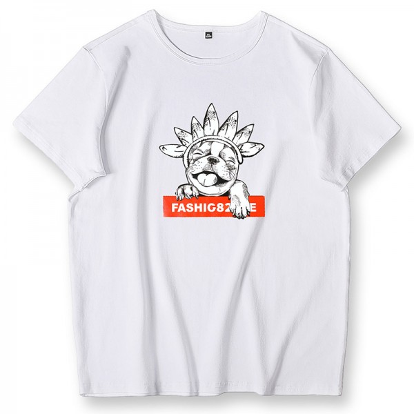 White Dog T Shirts Unisex Over Size Tops