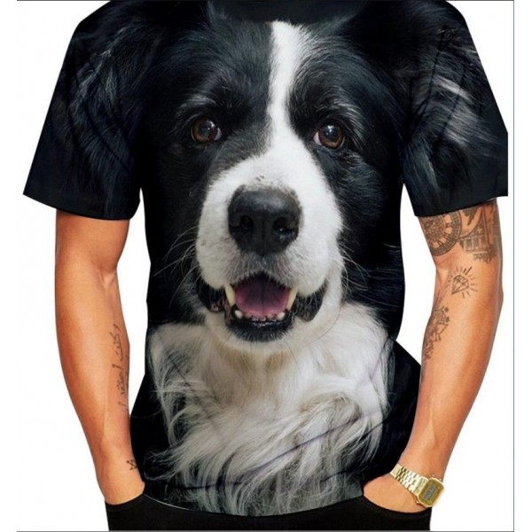 3D Style Funny Mens Tops Big Dog Shirts