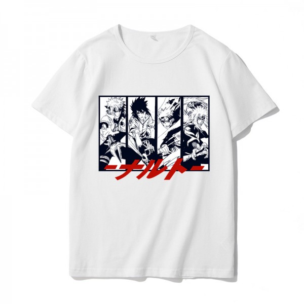 White Anime Print Naruto Itachi Shirt