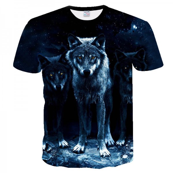 3D Print Wolf Shirts Mens Three Wolves Shirt