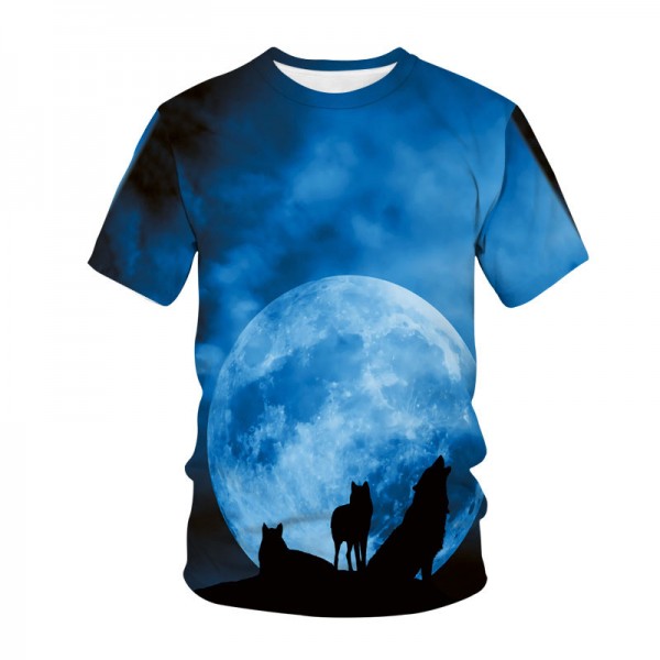 Print Lone Wolf Moon Shirt For Mens