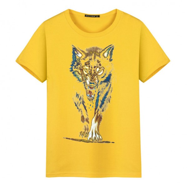 Solid Color Wolf Print Unisex Shirt