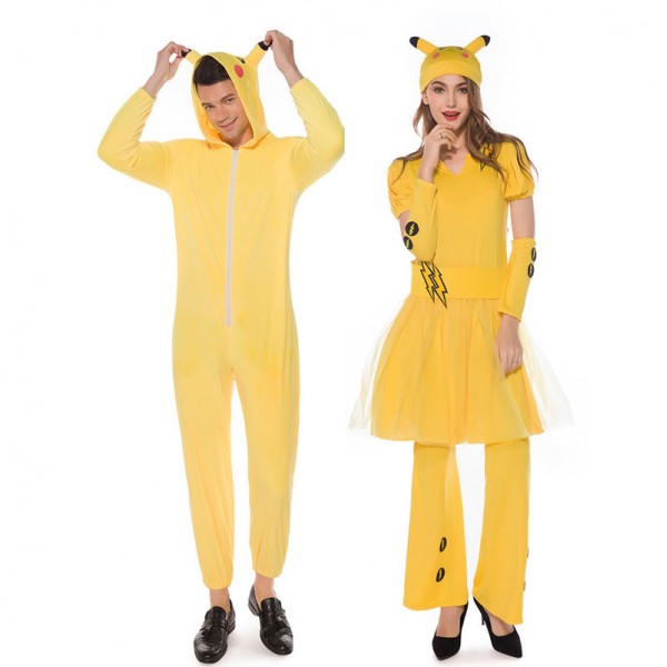 Anime Pikachu Outfit Adult Halloween Couple Costume