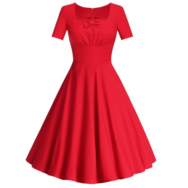Red Elegant Vintage Dresses 50s Outfits For Womens