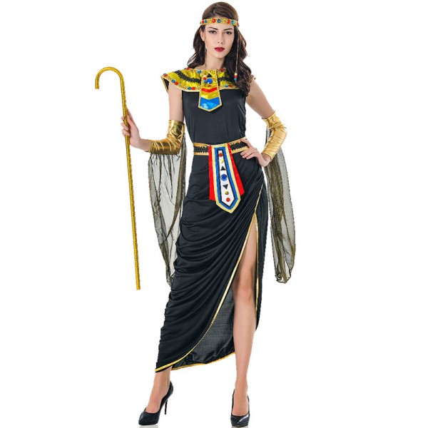 Black Egyptian Costume Adult Halloween Dress Set
