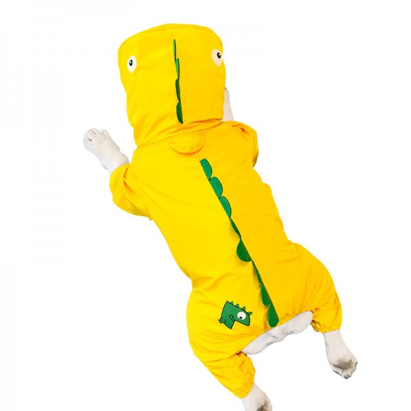 Cute Dinosaur Costume Yellow Dog Raincoat