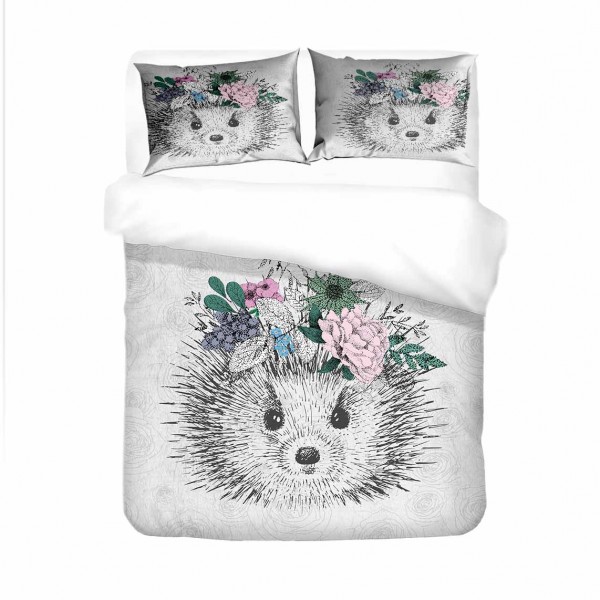 Animal Printting Duvet Cover Hedgehog Bedding Set