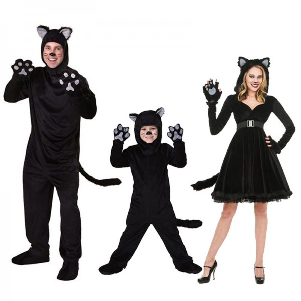 Family Halloween Costumes Adult Kids Cat Suit 