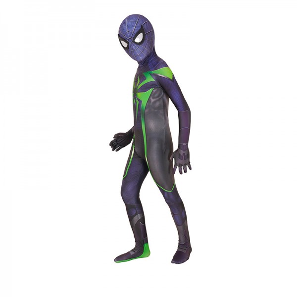PS5 Spiderman Costume Purple Reing Suit Kids Superhero Cosplay  Jumpsuit