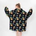 Adult Fashion Hooded Wearable Blanket With Sleeves