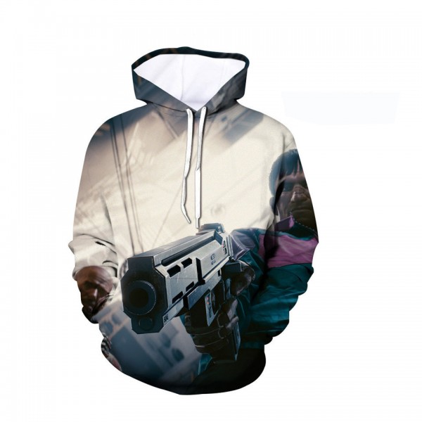 Cyberpunk 3D Printing Adult Unisex White Hoodie Sweater 