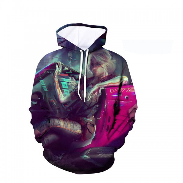 Cyberpunk 3D Printing Adult Unisex Pink Hoodie Sweater 