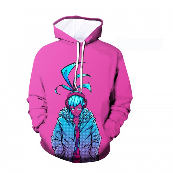 Cyberpunk Printing Adult Unisex Pink Hoodie Sweater 
