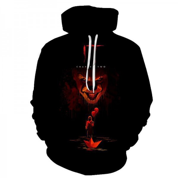 Hot New Unisex It Printing Adult Horror Halloween Red Sweater Hoodie 