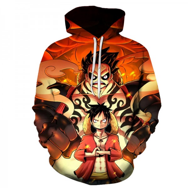 Anime One Piece Luffy Printing Adult Unisex Red Hoodie Sweater 