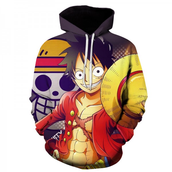Anime One Piece Luffy Ace Printing Adult Unisex Red Hoodie Sweater 