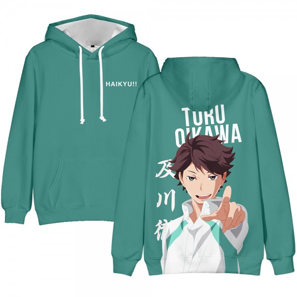 Hot Anime Haikyuu 3D Printing Adult Unisex Green Sweater Hoodie 