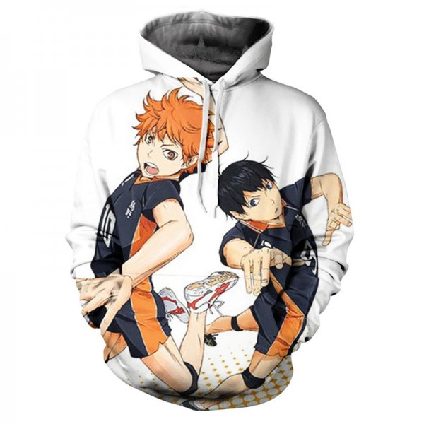 Anime Haikyuu 3D Printing Adult Unisex White Black Orange Sweater Hoodie 
