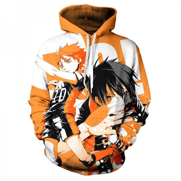 Anime Haikyuu Printing Adult Unisex Orange Sweater Hoodie 
