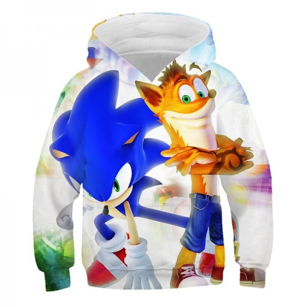 Hot New Sonic 3D Printing Kids Boy Girl White Blue Sweater Hoodie 