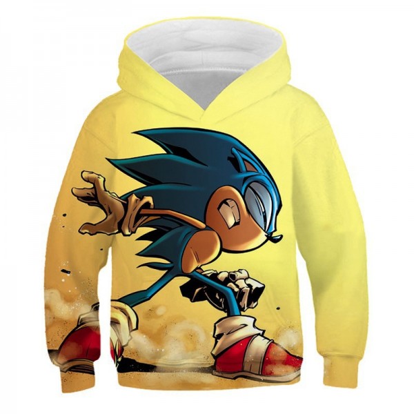 Hot New Sonic 3D Printing Kids Boy Girl Yellow Sweater Hoodie 