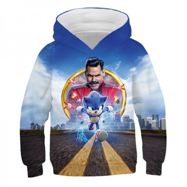 Hot New Sonic Printing Kids Boy Girl Light Blue Sweater Hoodie 