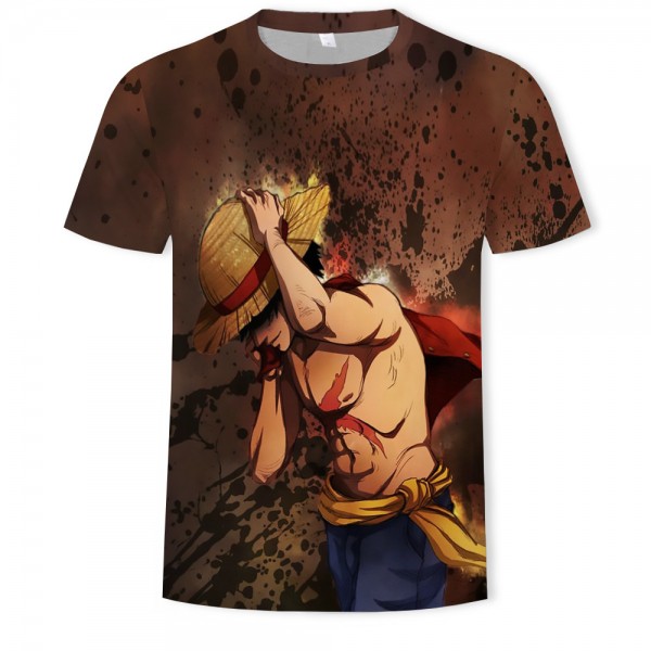 Anime ONE PIECE Luffy Unisex Brown Shirt T-Shirt 