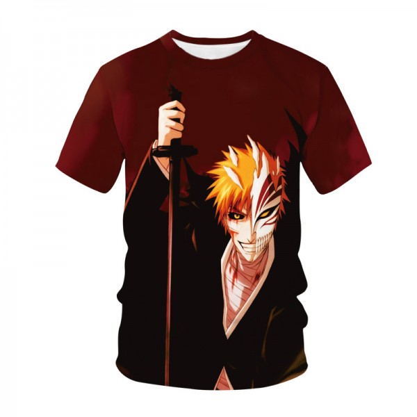 Anime BLEACH Ichigo Adults Black Red Shirt T-Shirt Merch