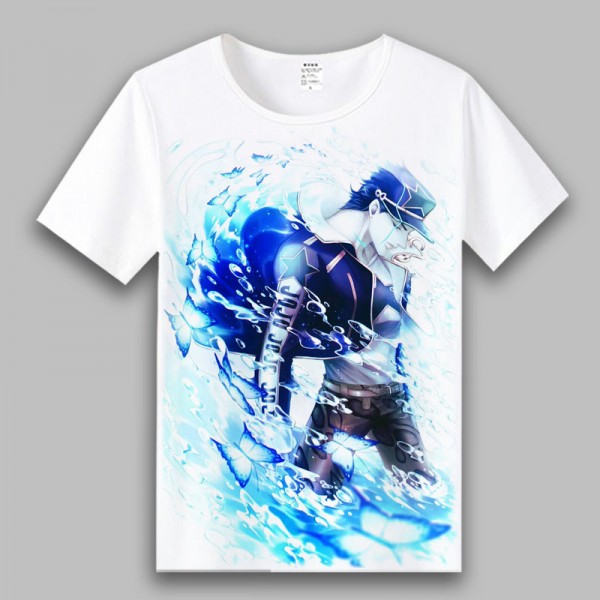 Anime JJBA Unisex White Blue Shirt T-Shirt 