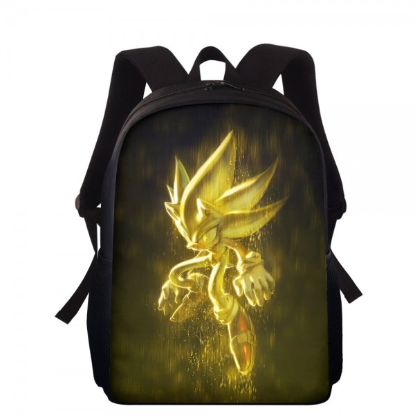 Boy Girl Sonic Printing Yellow Backpack Shoulder Bag