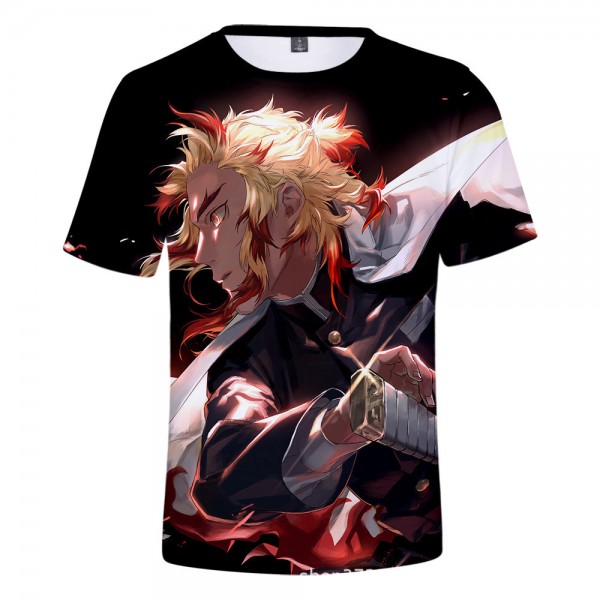 Demon Slayer Rengoku Kyoujurou Black Shirt T-Shirt 