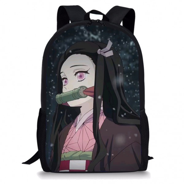 Anime Demon Slayer Kamado Nezuko Black Printing Backpack School Bag