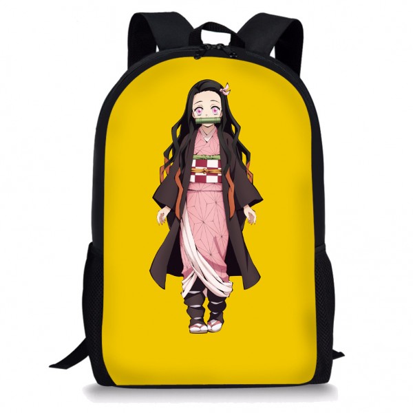 Anime Demon Slayer Kamado Nezuko Yellow Printing Backpack School Bag