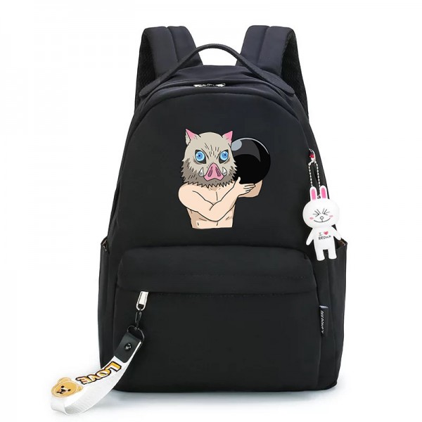 Anime Demon Slayer Hashibira Inosuke Black Backpack