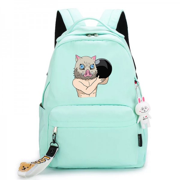 Anime Demon Slayer Hashibira Inosuke Green Backpack