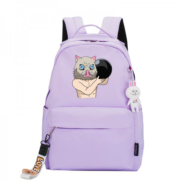 Anime Demon Slayer Hashibira Inosuke Purple Backpack