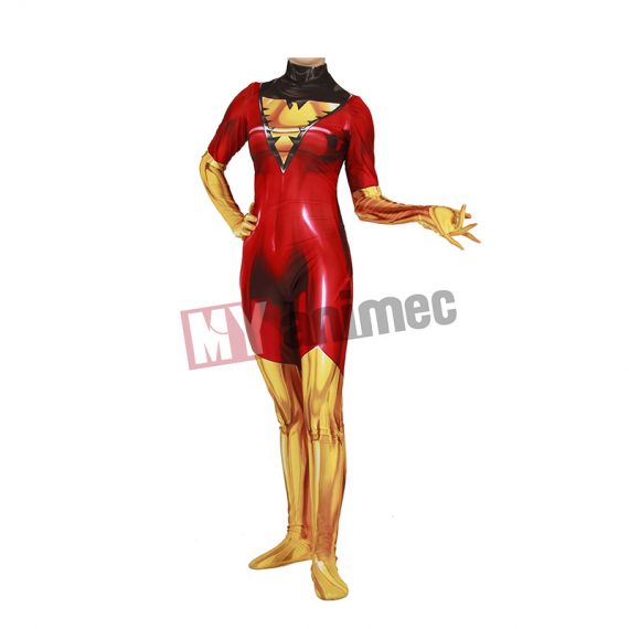 X-Men Dark Phoenix costume for Womens Halloween Full Set Bodysuits Zentai 3D Style Jumpsuit