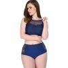 Large size thin solid color two-piece bikini swimwear with chest pad and steel ring