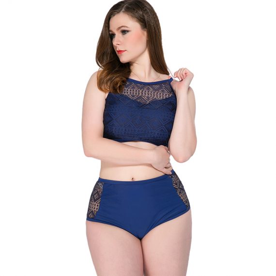 Large size thin solid color two-piece bikini swimwear with chest pad and steel ring