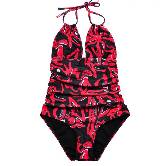 European and American large size non-steel ring printed swimsuit one-piece of triangle