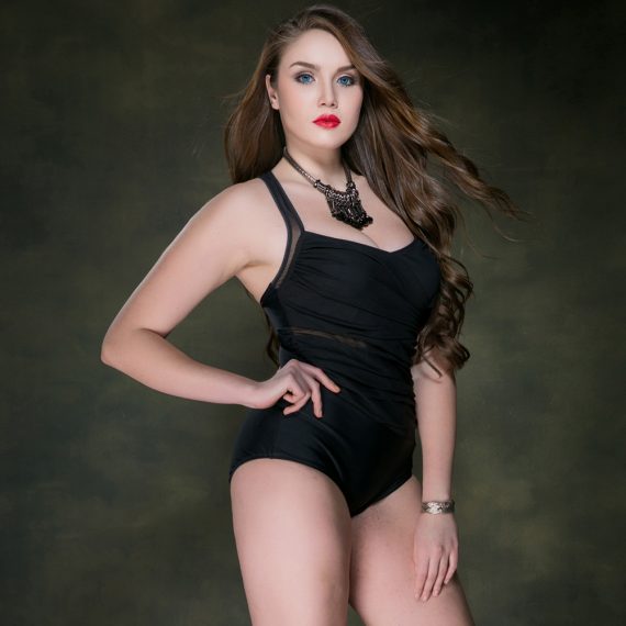 No pattern solid color plus size no steel ring strap sexy one-piece swimsuit