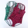 Women's plus size striped high elastic triangle swimsuit