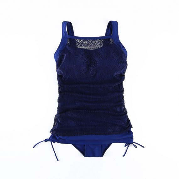 Plus size solid color lace conservative slim Skirt one-piece swimsuit
