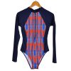 Long sleeves Sexy back leak Triangle one-piece swimsuit wetsuit Zip on chest