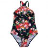 New fresh floral pattern chest pad without steel ring briefs one-piece swimsuit