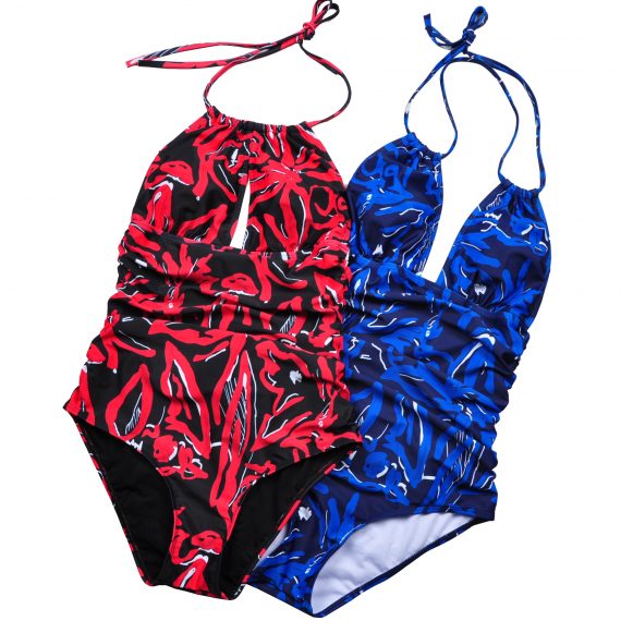 European and American large size non-steel ring printed swimsuit one-piece of triangle
