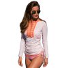 Yellow striped long-sleeved sunscreen slimming triangle two-piece swimsuit wetsuit
